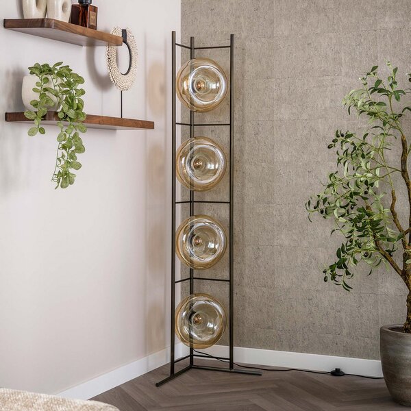 Zijlstra Lampadar „Soll”, culoare chihlimbar, sticlă, înălțime 168 cm, soclu E27, cu 4, Portocaliu, Camera de zi / sufragerie, Sticlă, Modern