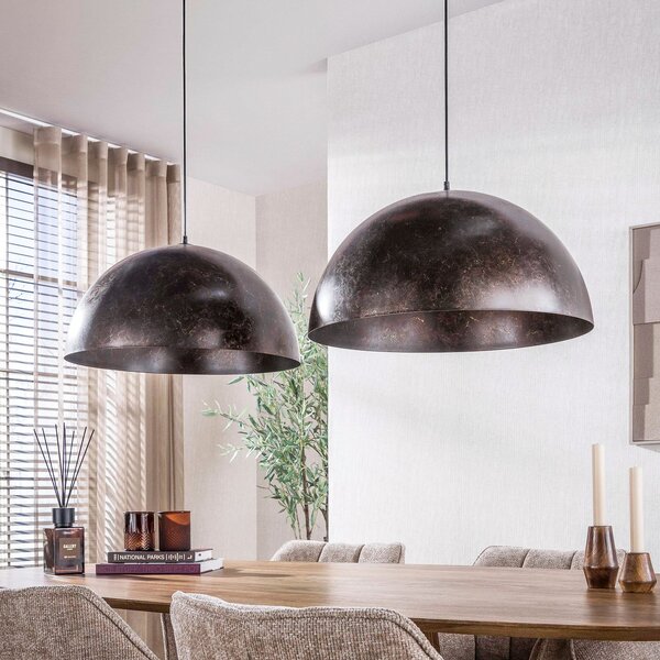 Zijlstra Lampă suspendată Dome, maro, metal, cu 2 becuri, E27, 142 cm, reglabil, Maro / Rugină, Camera de zi / sufragerie, Metal, Scandinavă