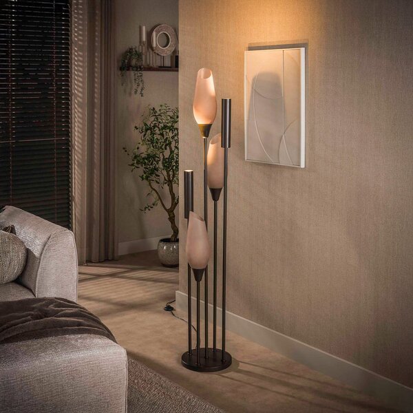 Zijlstra Lampadar Cocoon, sticlă, maro mat, cu 5 becuri, E27, GU10, Bej, Camera de zi / sufragerie, Sticlă, Scandinavă