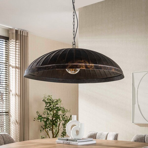 Zijlstra Lampă suspendată Guard, maro, metal, Ø 90 cm, E27, 1 bec, reglabil, Maro / Rugină, Camera de zi / sufragerie, Metal, Casă de țară / Rustic