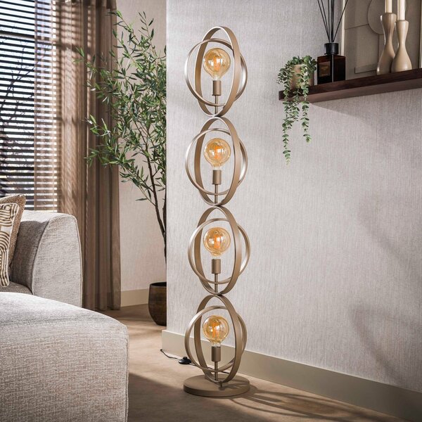 Zijlstra Lampadar Turn Around, bej, metal, cu 4 becuri, 163 cm, Bej, Camera de zi / sufragerie, Metal, Scandinavă