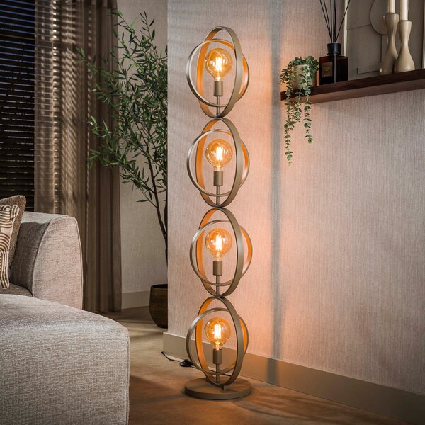 Zijlstra Lampadar Turn Around, bej, metal, cu 4 becuri, 163 cm, Bej, Camera de zi / sufragerie, Metal, Scandinavă