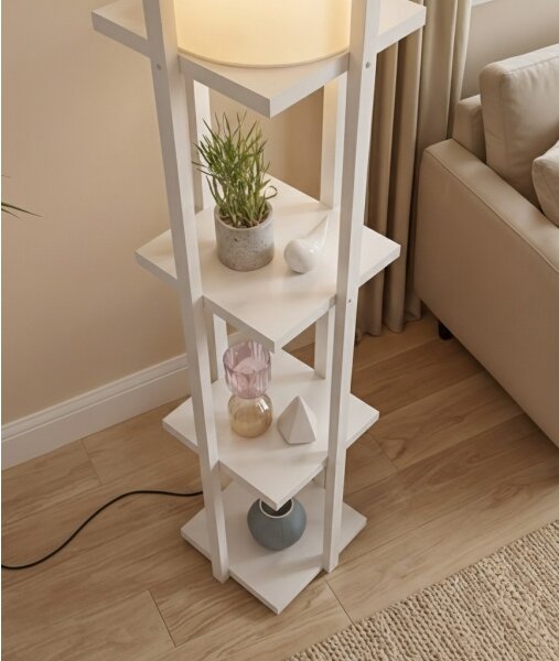 Lampadar cu rafturi NORA 1xE27/40W/230V alb