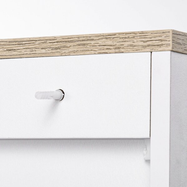 HOMCOM Bufet de Bucătărie din Lemn, Mobilier cu 3 Uși, Rafturi Reglabile, Stil Scandinav, pentru Living, Sufragerie, 90x30x90cm, Alb | Aosom Romania