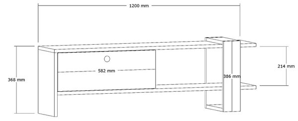 Comoda TV, Funda, alb si antracit, 120 cm