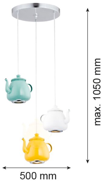 Argon Jamajka lampă suspendată 3x5 W alb-mentă-galben 1326