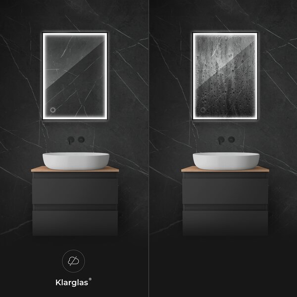 Oltens Nordlis oglindă 60x80 cm dreptunghiular cu iluminare cu covoraș de încălzire negru 64105300