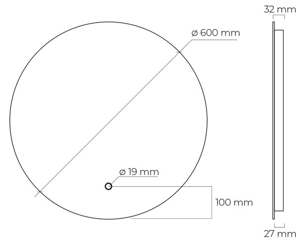 Oltens Nordlis oglindă 60x60 cm rotund cu iluminare cu covoraș de încălzire 64108000