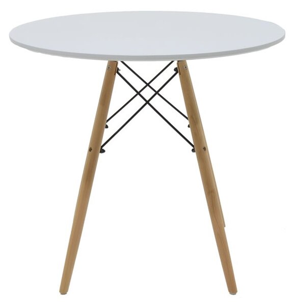 Set dining Julita-Gaston, Pako World, MDF, 3 piese, Gri-Alb-Natural, 80x80x73 cm