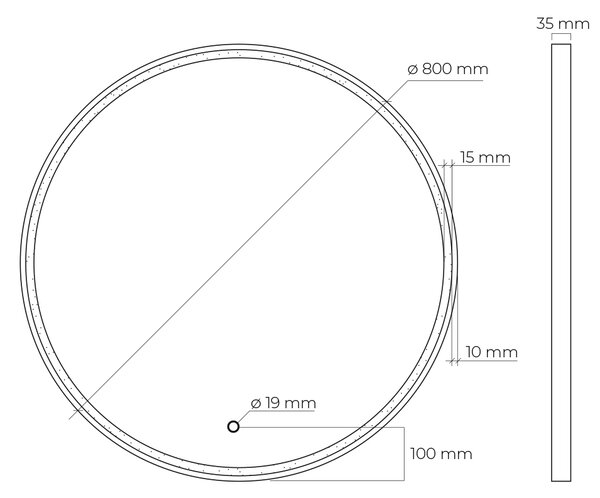 Oltens Nordlis oglindă 80x80 cm rotund cu iluminare cu covoraș de încălzire auriu 64101800