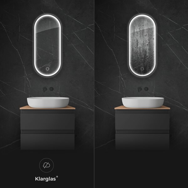 Oltens Nordlis oglindă 40x90 cm oval cu iluminare cu covoraș de încălzire negru 64113300