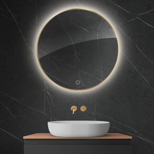 Oltens Nordlis oglindă 80x80 cm rotund cu iluminare da auriu 64109800