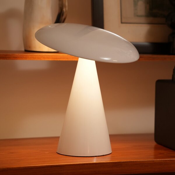 Beacon Lighting Lampa de masă cu baterie și LED Kinoko, albă, 27 cm, CCT, reglabil, Alb, Camera de zi / sufragerie, Plastic, Modern