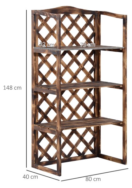 Suport Ghivece Flori Outsunny cu 3 Etajere, Lemn de Brad, 80x40x150cm| Aosom RO | Aosom Romania