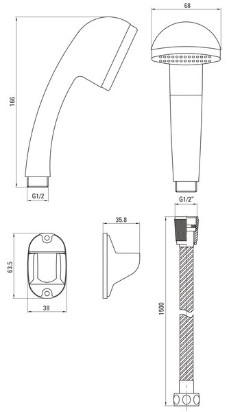 Deante Neo set de duș perete crom NUV_041K