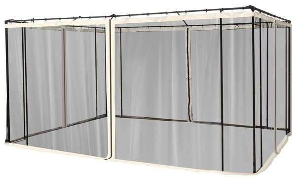Plasa de Tantari pentru Corturi Outsunny, 4 panouri Universale cu Balamale, 335x207cm, Negru si Bej | Aosom Romania