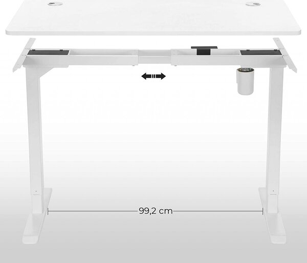 Blat birou reglabil, Songmics, Alb, 120x60x1.8 cm