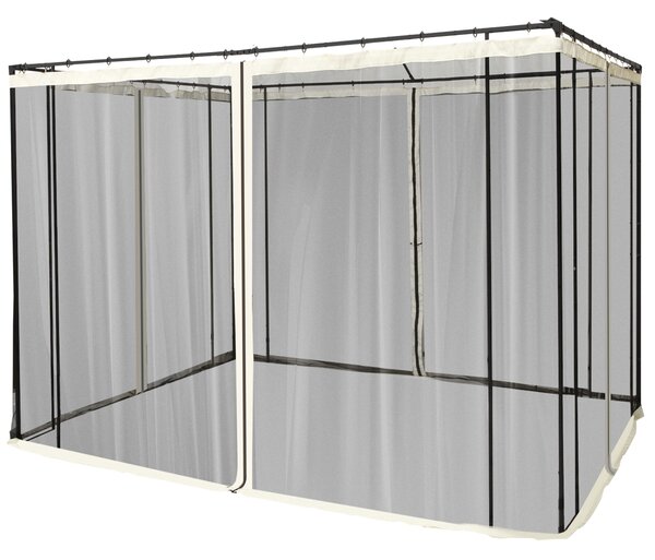 Plasa de Tantari Outsunny, Perdele de Rezerva, Balamale, 302x207cm, Negru si Bej | Aosom Romania