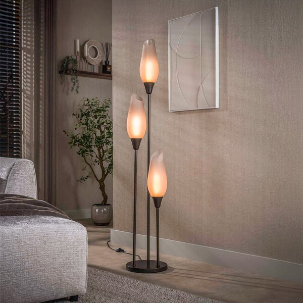 Zijlstra Lampadar Cocoon, sticlă, maro mat, cu 3 becuri, E27, 168 cm, Maro / Rugină, Camera de zi / sufragerie, Sticlă, Scandinavă