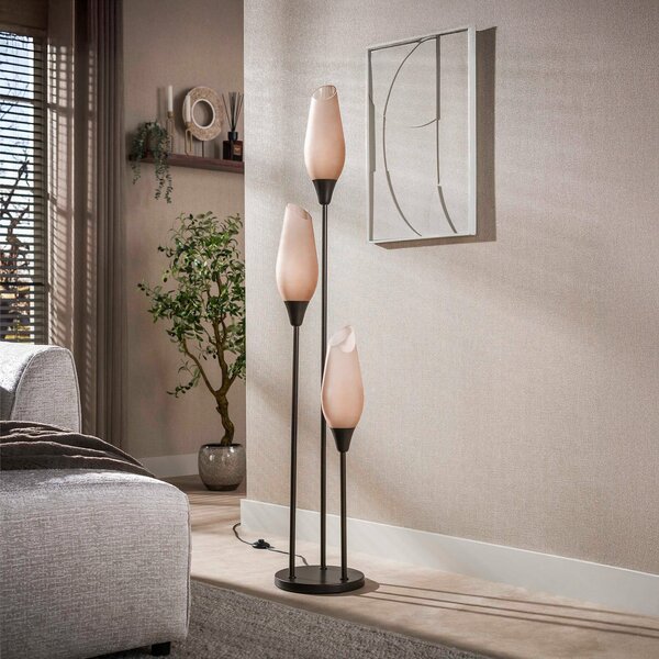 Zijlstra Lampadar Cocoon, sticlă, maro mat, cu 3 becuri, E27, 168 cm, Maro / Rugină, Camera de zi / sufragerie, Sticlă, Scandinavă