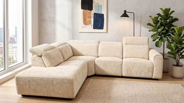 Colțar dumonde cu recliner electric, tetiere reglabile Leonidas 280x246 cm