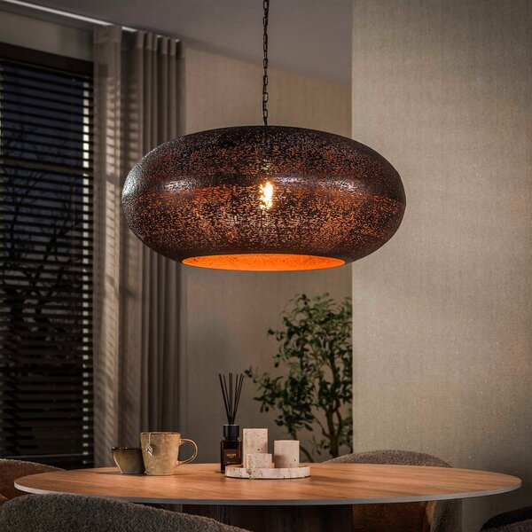 Zijlstra Lampă suspendată Cielo, Ø 68 cm, cupru, metal, E27, 1 bec, reglabil, Cupru, Camera de zi / sufragerie, Metal, Antichitate