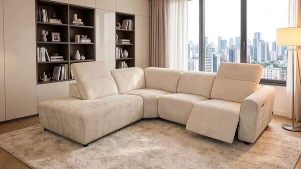 Colțar dumonde cu recliner electric, tetiere reglabile Leonidas 280x246 cm