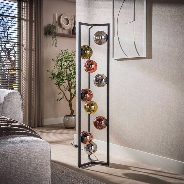 Zijlstra Lampadar Stellar, neagră, din sticlă, cu 9 becuri, E27, 150 cm, Multicolor, Camera de zi / sufragerie, Sticlă, Scandinavă