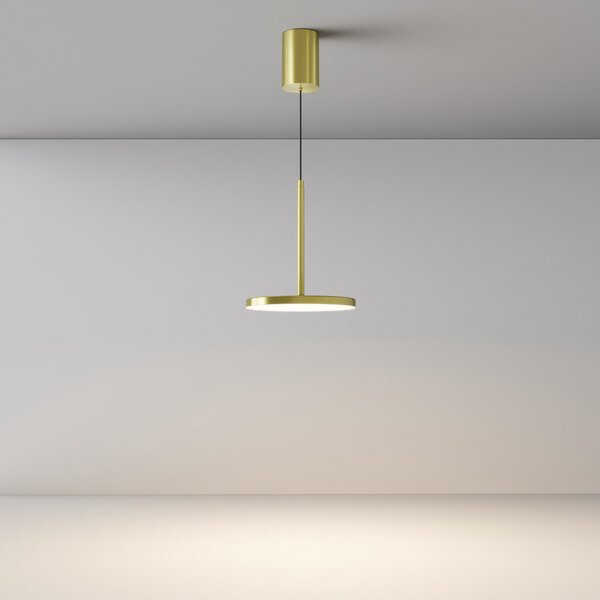 Maytoni Lampă suspendată LED Plato, alamă, Ø 18,5 cm, aluminiu, Auriu / Alamă, Camera de zi / sufragerie, Aluminiu, Modern