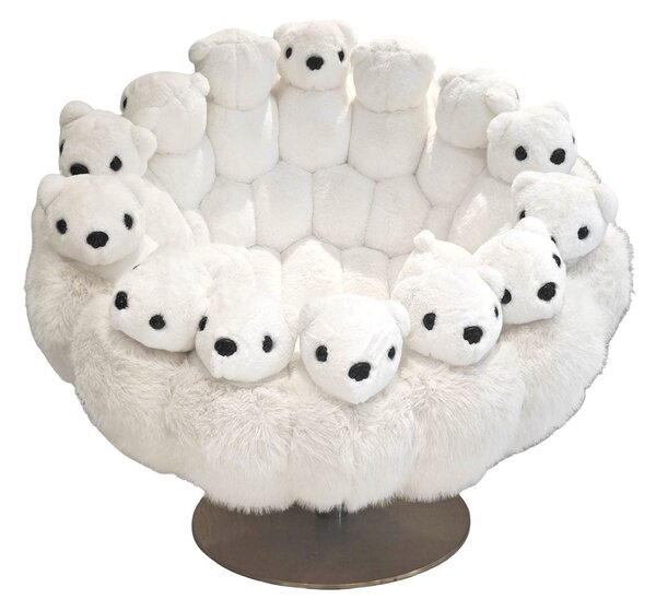 Fotoliu dumonde cu design unic si sezut confortabil din spuma high-density, Polar Bear 100x90 cm