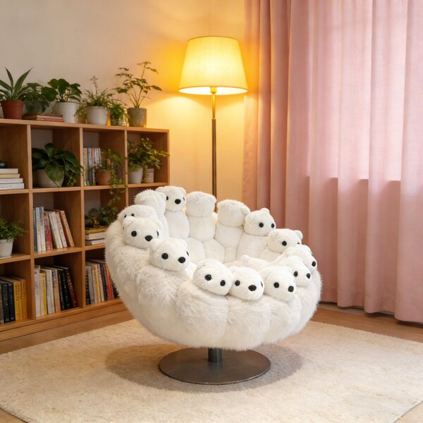 Fotoliu dumonde cu design unic si sezut confortabil din spuma high-density, Polar Bear 100x90 cm