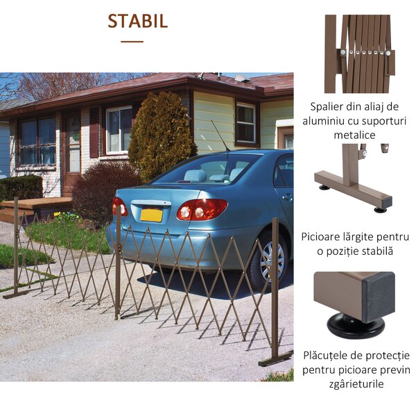 Outsunny Gard Extensibil Autoportant, Grilaj Flexibil din Oțel și Aluminiu, Pliabil, 52-405 cm, Maro Închis | Aosom Romania