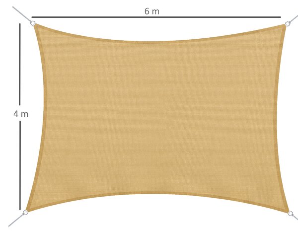 Outsunny Cort Parasolar Dreptunghiular din PE Protecție UV Culoare Nisip pentru Evenimente 4x6m | Aosom Romania