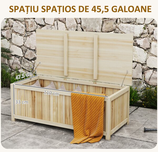 Outsunny Cutie de Depozitare pentru Exterior de 172 Litri, Ideală pentru Terasă, Design din Lemn, Rezistentă la Intemperii | Aosom Romania