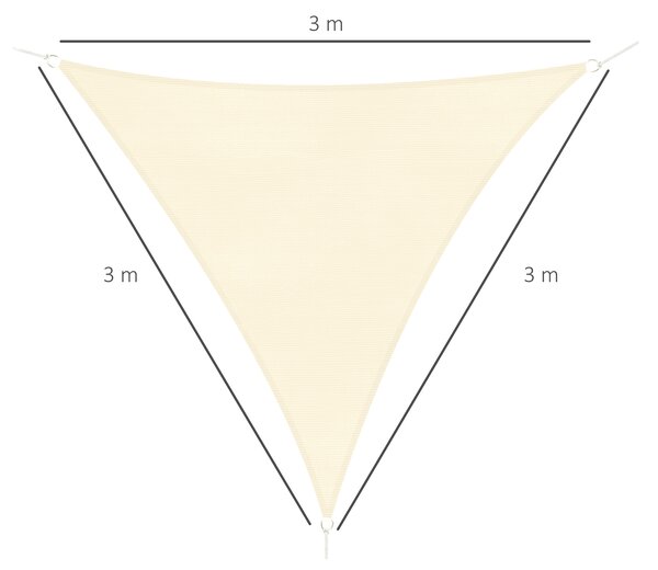 Outsunny Cort Parasolar Triunghiular Protecție UV, Ideal pentru Grădină, Terasă, Piscină, Alb Crem, 3x3x3m | Aosom Romania