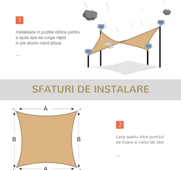 Outsunny Cort Parasolar Dreptunghiular din PE Protecție UV Culoare Nisip pentru Evenimente 4x6m | Aosom Romania