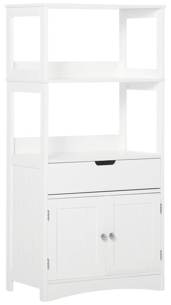 Dulap multifunctional Kleankin cu rafturi, MDF, 60x30x122.5 cm, Alb | Aosom Romania