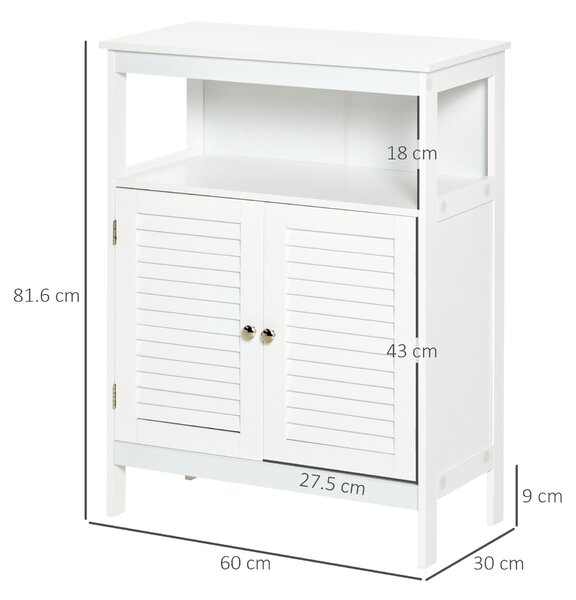 Dulapior pentru baie cu usi cu doua canaturi economie spatiu rezistent la umezeala din MDF alb 60 x 30 x 81.6cm kleankin | Aosom Romania
