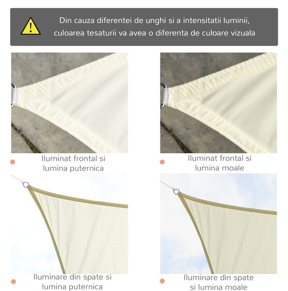 Outsunny Panza Umbrire Dreptunghiulara, Copertina soare de exterior in poliester Anti UV Respirabila 3x4m Alb crem Dreptunghiulara | Aosom Romania