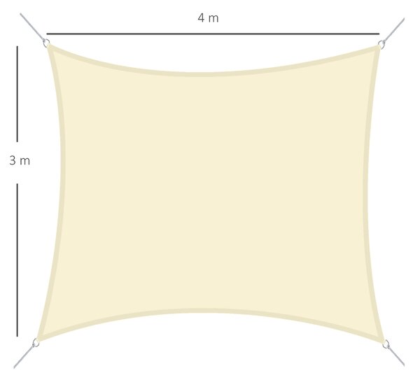 Outsunny Panza Umbrire Dreptunghiulara, Copertina soare de exterior in poliester Anti UV Respirabila 3x4m Alb crem Dreptunghiulara | Aosom Romania
