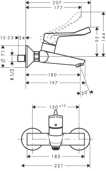 Hansgrohe Focus baterie lavoar perete crom 31913000
