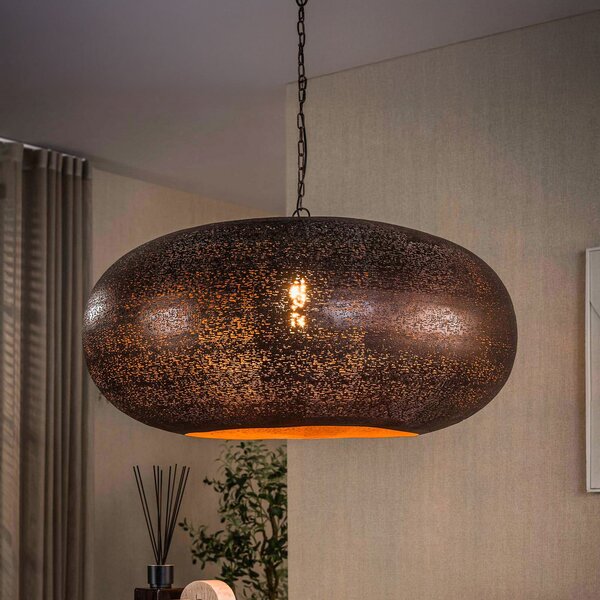 Zijlstra Lampă suspendată Cielo, Ø 90 cm, cupru, metal, E27, 1 bec, reglabil, Cupru, Camera de zi / sufragerie, Metal, Antichitate