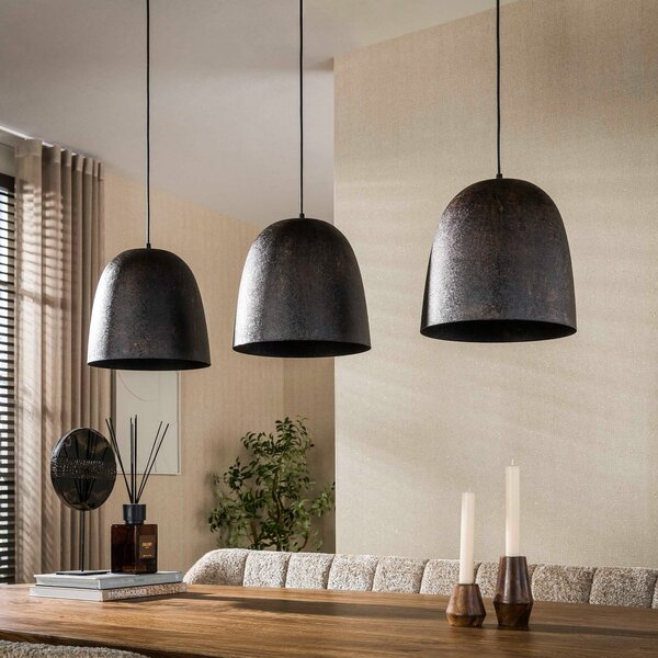 Zijlstra Lampă suspendată Nova, maro, metal, cu 3 becuri, E27, 115 cm, reglabil, Negru, Camera de zi / sufragerie, Metal, Scandinavă