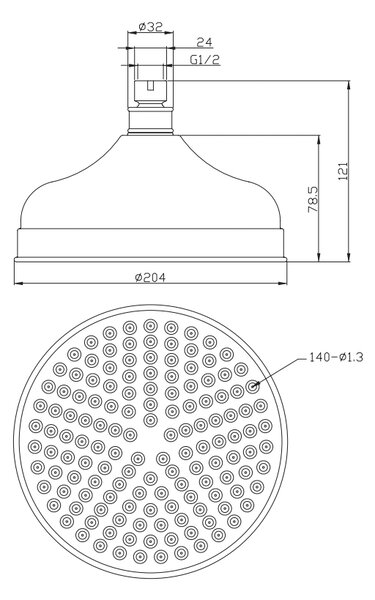 Omnires WG cap de duș 20.5x20.5 cm rotund crom WG620CR
