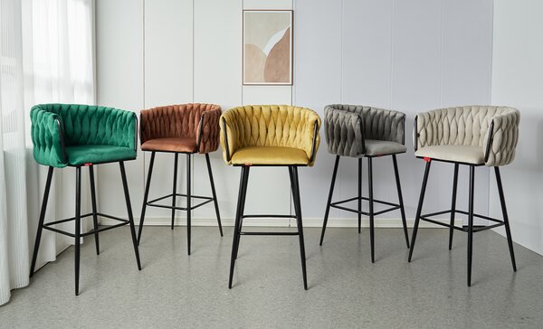 Scaun Bar KJC365 Bej & Picioare Negre