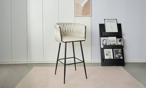 Scaun Bar KJC365 Bej & Picioare Negre