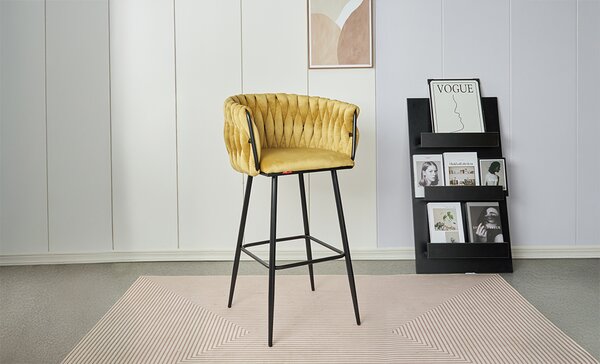 Scaun Bar KJC365 Mustar & Picioare Negre