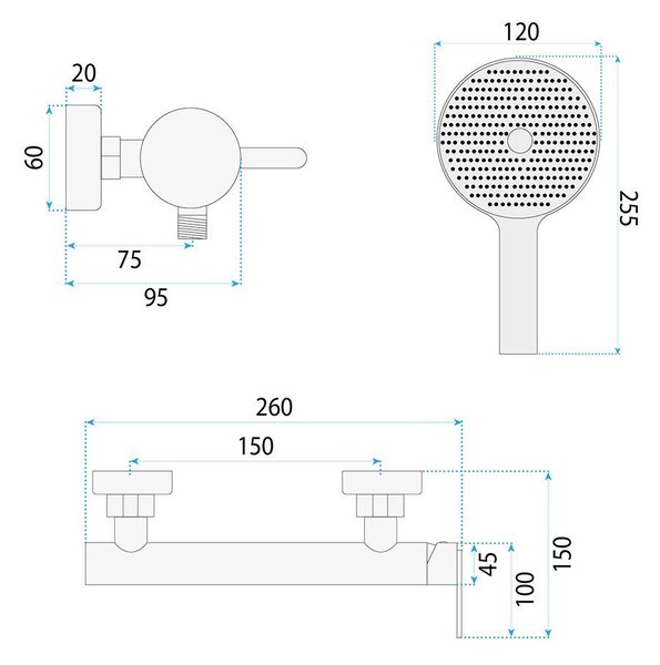 Baterie pentru cadă REA Ontario Side Brush Nickel