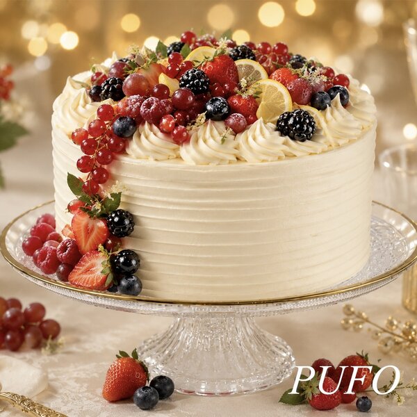 Fructiera tip platou Pufo Luxury din sticla cu picior pentru prajituri, torturi, fructe, aperitive, 25 cm
