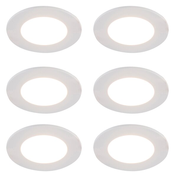 Set de 6 spoturi incastrate albe, inclusiv LED 7W reglabil cu temperatura de culoare, IP65 - Blanca